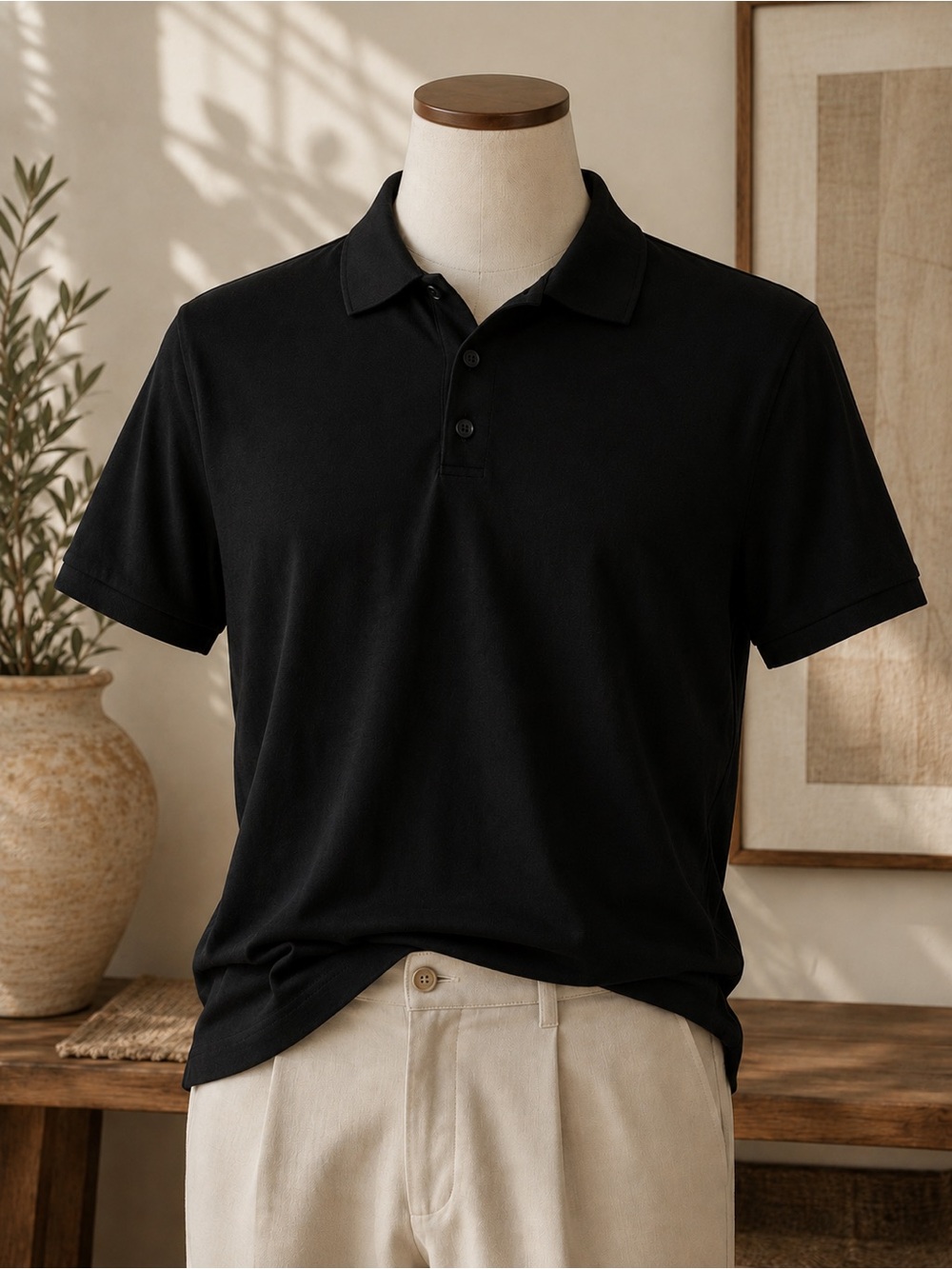 Vince Men’s Black 100% Cotton Luxury Polo Shirt Medium